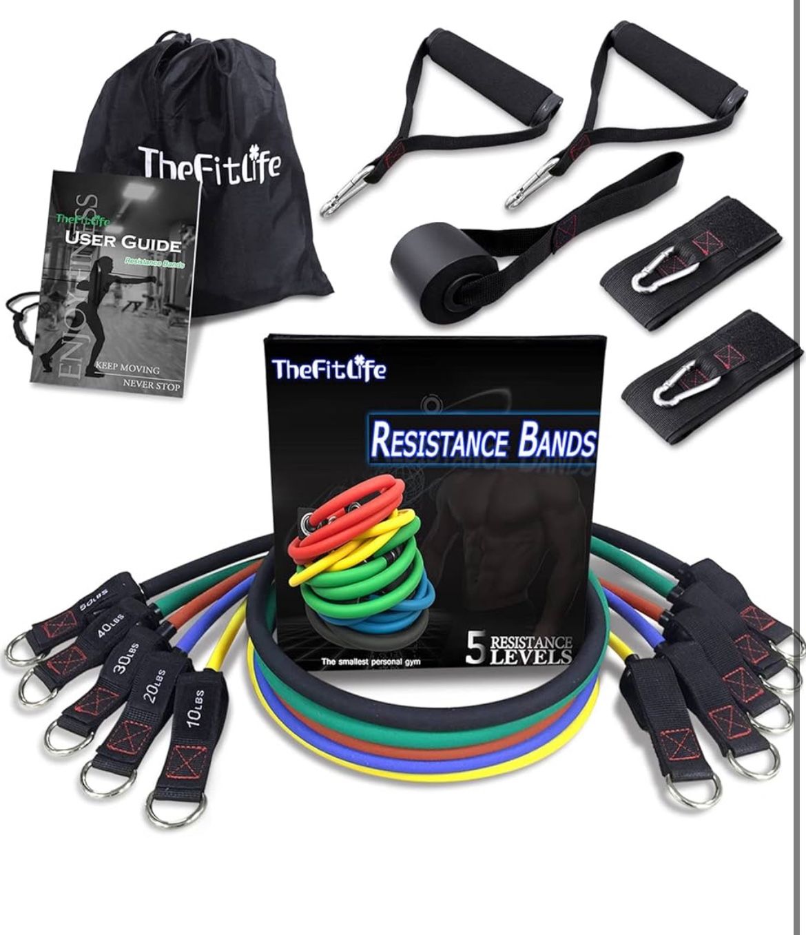 Brand: TheFitLife TheFitLife Resistance Bands with Handles - Designed for American Body Types, Exercise Workout Tubes for Men, Women, Includes Large H