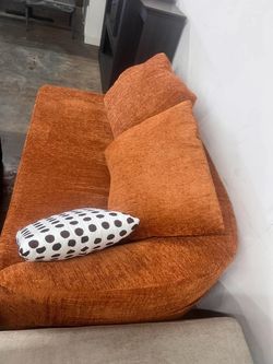 Boneless Orange Modern Modular Piece Sectional Curved Sofa, Minimalist Style Comfy Cloud Couch
