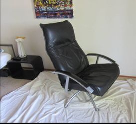 vintage Danish “KEBE” black leather recliner no ottoman Made in Demark