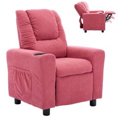 Kids Recliner Chair Red/dark Pink Corduroy Brand New In Box