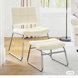 Brand new linen accent chair with ottoman( size check picture) 4 different colors, beige, blue, gray, blush