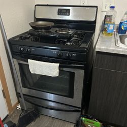 Silver & Black Stove For Sale