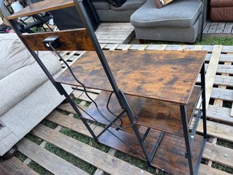 Industrial End Table with Charging Station