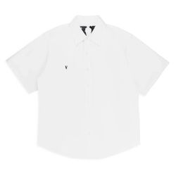 Vlone Button Up Short SleeveWhite With Red Vlone Logo Medium And VLONE Wht/Blk V XL
