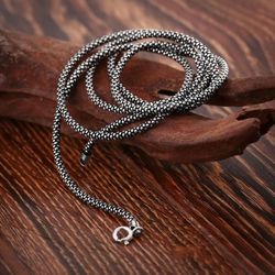 Italian 925 Sterling Silver, Popcorn Chain Necklace 23  inch