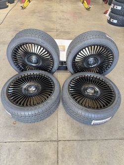 SET OF 22” MULTI-SPOKE GLOSS BLACK LINCOLN FORGED WHEELS ON ALL SEASON TIRES ONLY $3295