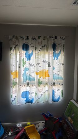 Kids Dinosaur Print Curtain Panels