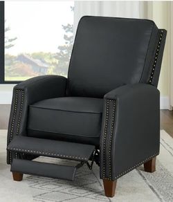 4 Black Leather Manual Push Back Recliners