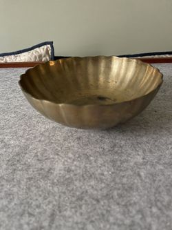 Scalloped Solid Brass Bowl Antique