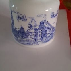 vintage Hengstenberg milk glass mustard jar