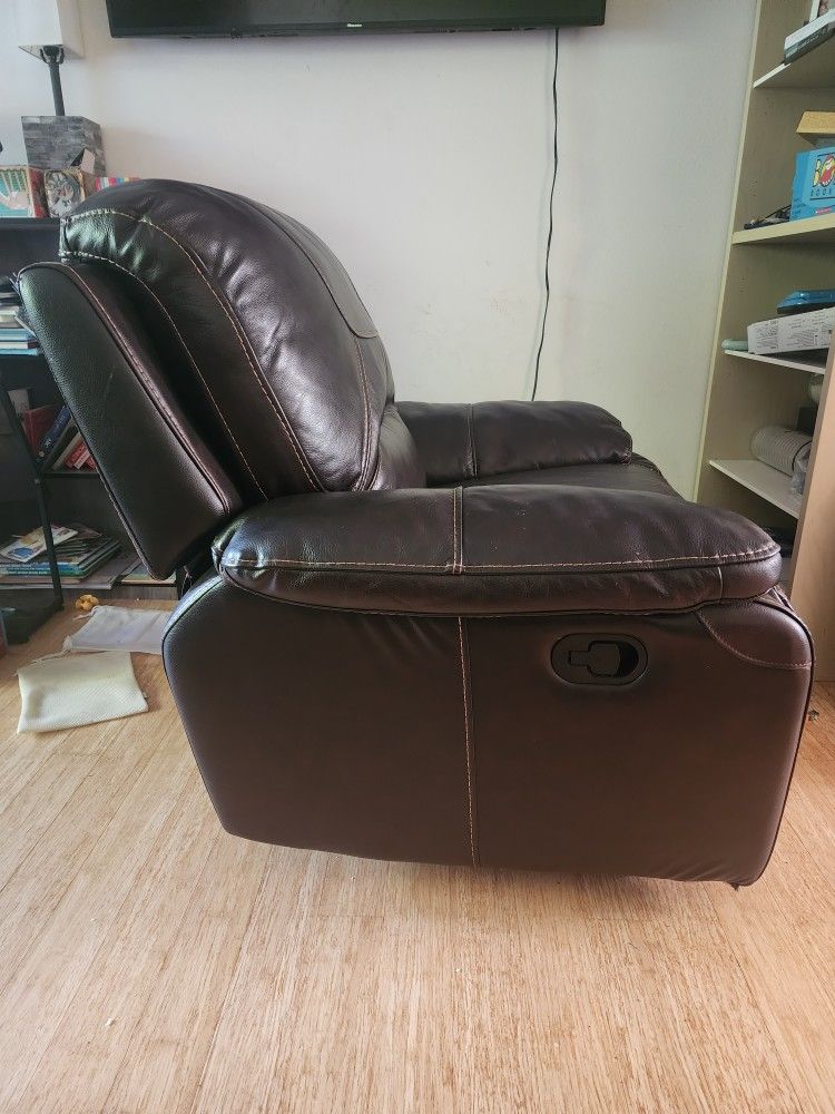 Rocker Recliner Leather Chair Dark Brown