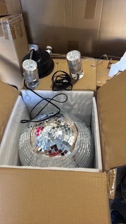 12 in Mirror Disco Ball with Motor and LED Lights