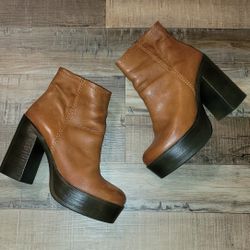 ALDO Leather Size 8.5 Retro Platform Ankle Boots Hippie 70's Vibe Price Is Firm Cash Only 