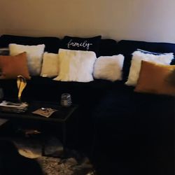 Royal Blue Sectional With Swivel Chair