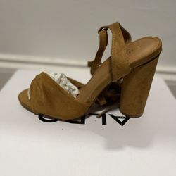 Camel Suede Block Heel Sandals – Wrap Tie Heels, Chic & Comfortable