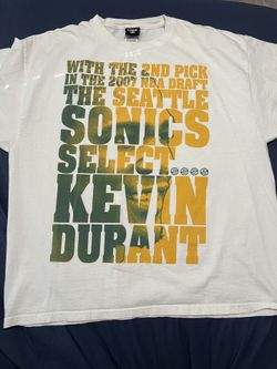 Seattle SuperSonics Kevin Durant NBA Draft Tee Shirt XXL Vintage