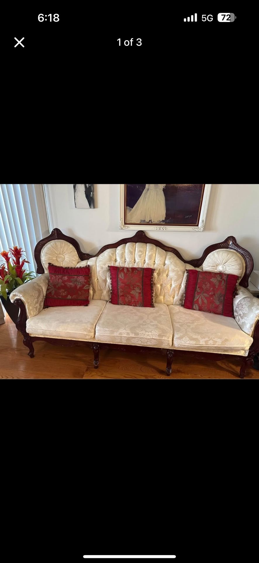 Antique Couches With Table And Two Little Tables