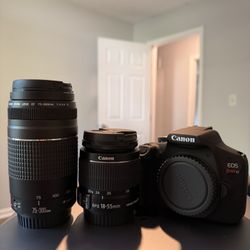 Canon - EOS Rebel T7 DSLR Video Two Lens Kit with EF-S 18-55mm and EF 75-300mm Lenses - Black