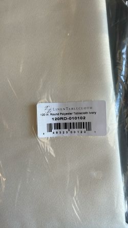Set of 2 Ivory 120” Round Polyester Tablecloths – New in Packaging