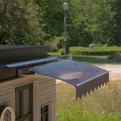 DA4734W Series Door Window Awning Made of 0.137 Inch Thick Crystal Solid Polycarbonate Sheet and Aluminum Alloywith Valance in size of 47 Wide x 34 De