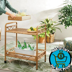 Better Homes & Gardens Willow Sage Steel Wicker Bar Cart