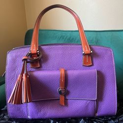 Dooney & Bourke Pebble Grain Leather Shoulder Bag From The Cambridge Collection in Violet