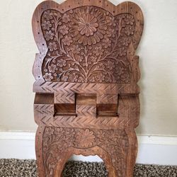 Ornate Hand-carved Indian Wooden Book Stand
