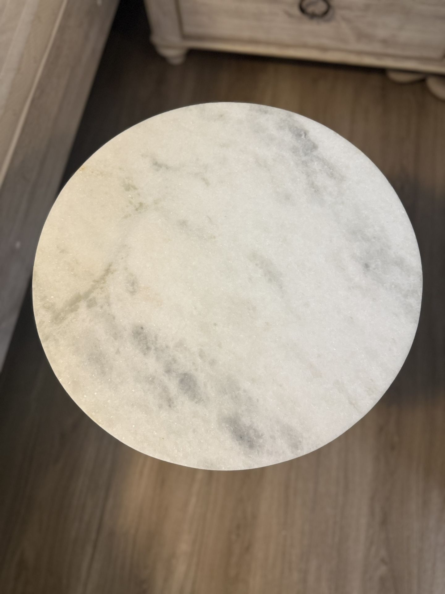 Round White Marble Side Table with Gold Metal Legs