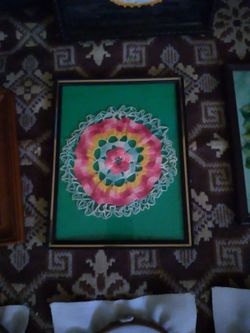 Vintage latvian framed doilies 1940 s handmade crosstich