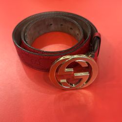 Gucci Guccisimo Red Belt Size 30-32” 
