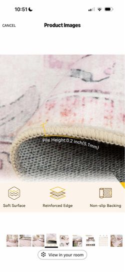 Pink and Gray Area Rug with Non-Slip Backing