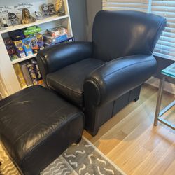 Pottery Barn Manhattan Leather Chair + Matching Ottoman