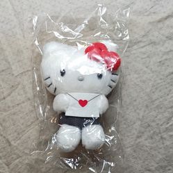 Sanrio Hello Kitty Plush Clip-On Keychain with Heart Envelope, White Red Black