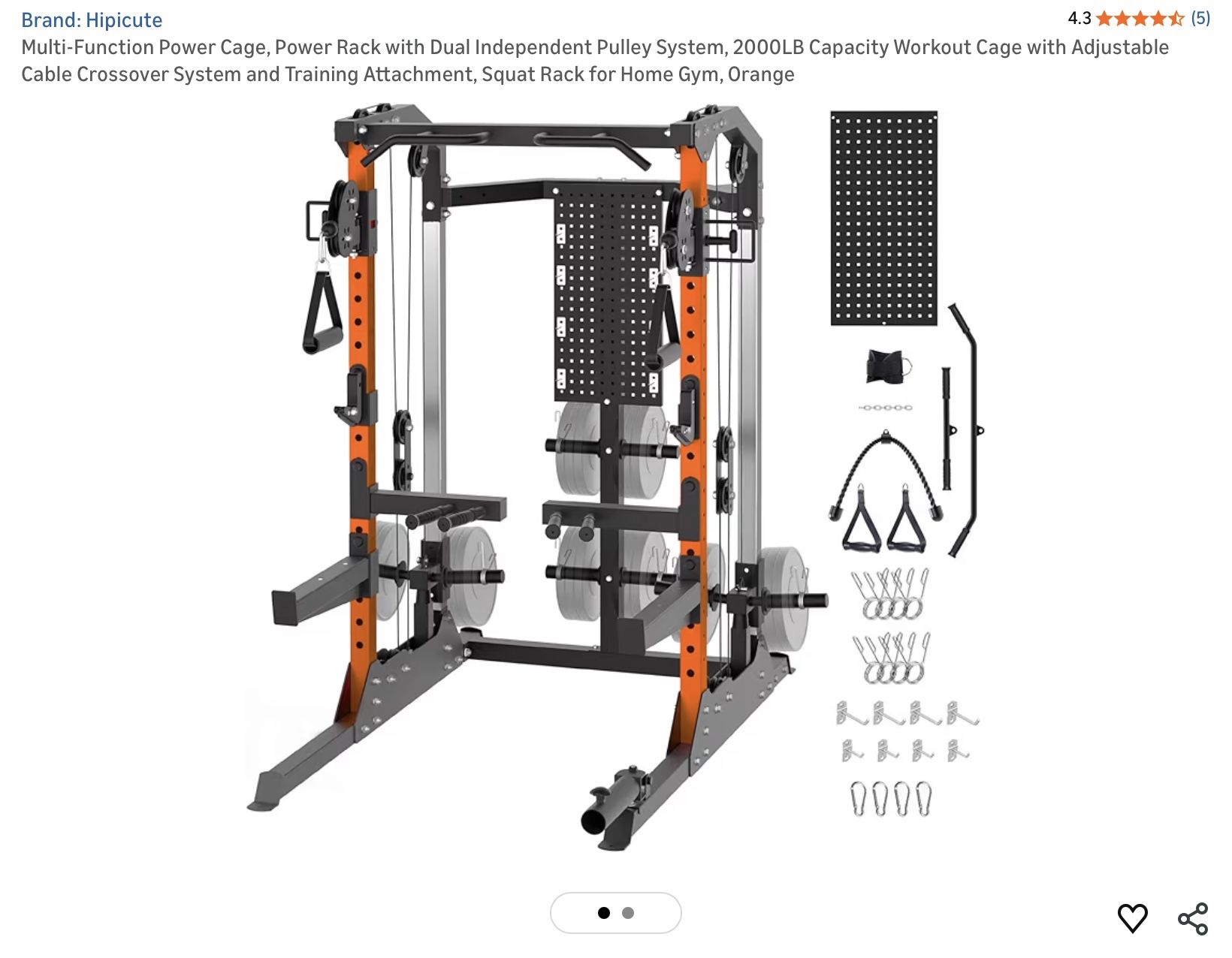 Multi Function Power Cage Power Rack with Dual Independent Pulley System 2000LB Capacity Workout Squat Cage