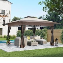 13'x13 ' Pop Up Gazebo , Outdoor Canopy Tent Shade with Metal Frame Mosquito Netting for Patio , Garden , Lawn , Backyard , 