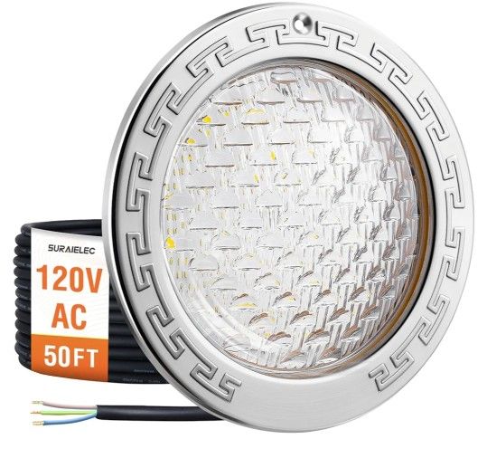 SURAIELEC Pool Lights for Inground Pool, 10 Inch 120V LED Underwater Light, 