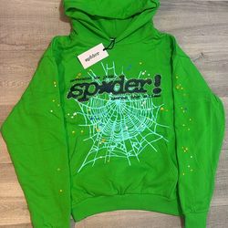 Sp5der Green Rhinestone Hoodie