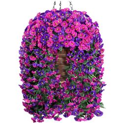 Purple Lotus Artificial Flowers With Hanging Basket