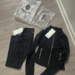 Lululemon black jacket and leggings set Size 6