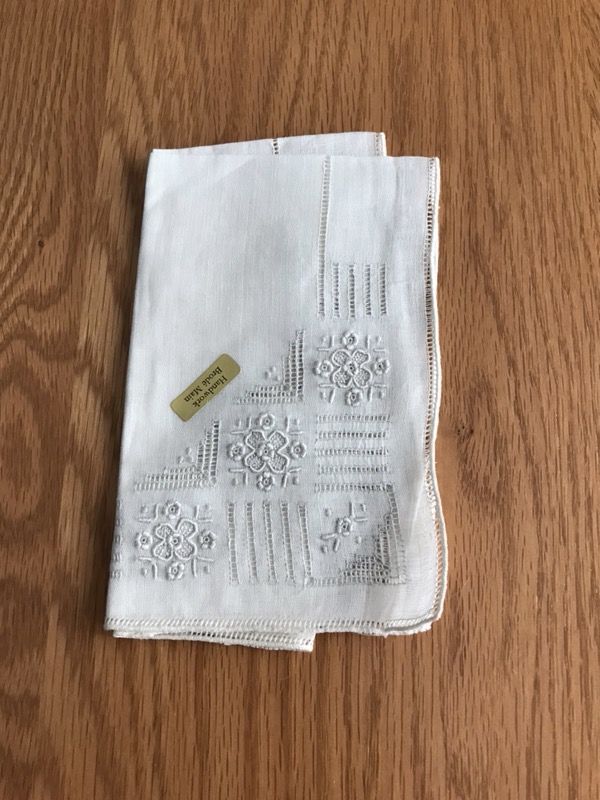 Vintage Swiss embroidered handkerchief floral