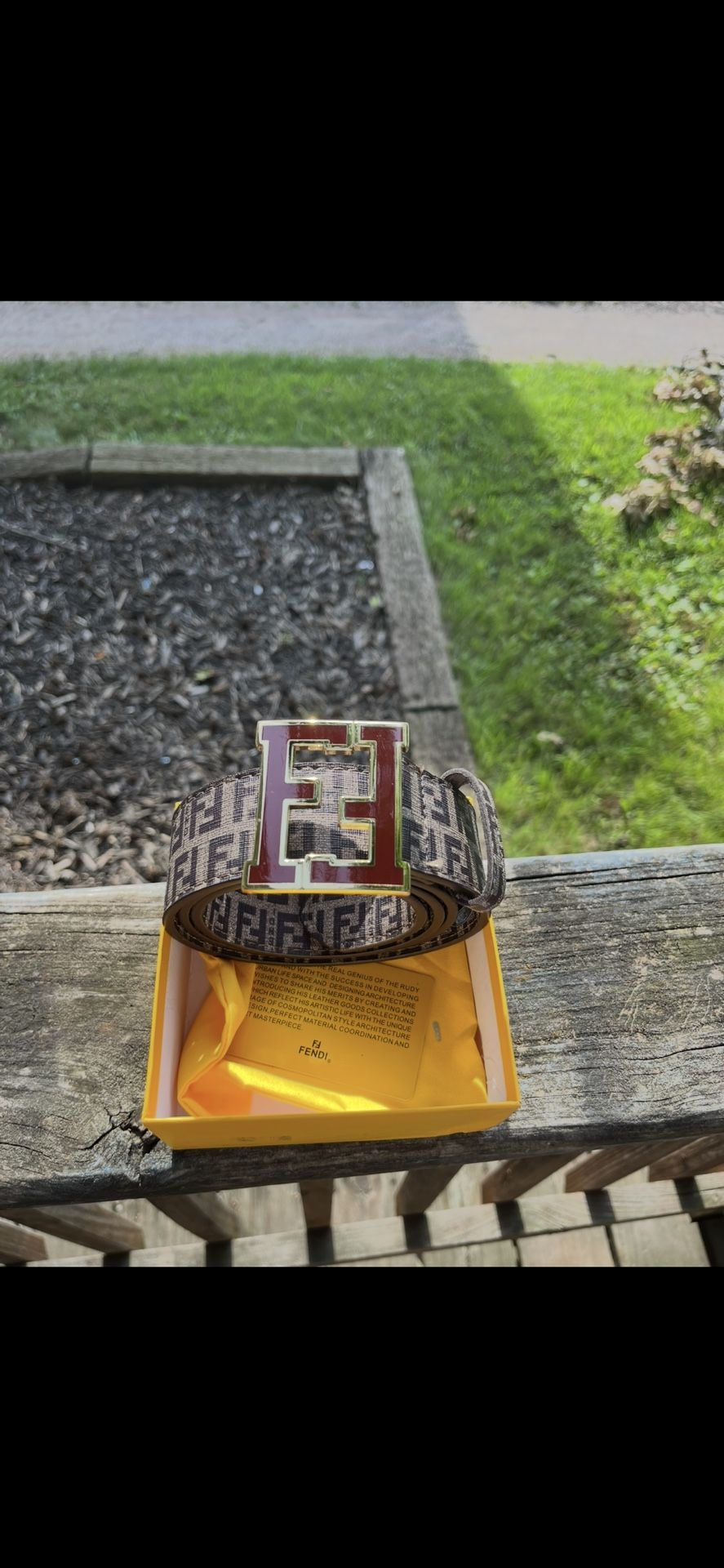 Men's Fendi Belt - Red and Gold Buckle