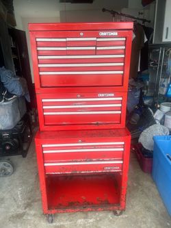 Vintage Craftsman 3-Piece Rolling Toolbox Stack (Character Included)