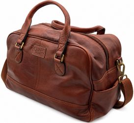 CHAPS Est. 1978 Brown Leather Weekender Duffle Travel Bag