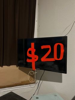 32" TV, antenna, wall mount $20