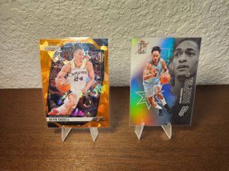 2 Devin Vassell Basketball Cards, Topps Signature Holo Foil and Panini Orange Prizm, San Antonio Spurs