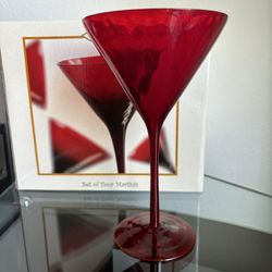 Home Essentials Four  New Red Martini Glasses