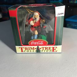 Trim A Tree Coca-Cola Christmas Ornament Santa With Kid And Puppy