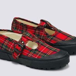 Women's size 6.5 VANS style 93 Mary Janes Red Plaid New