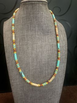 Handcrafted Turquoise & Gold Beaded Women's Necklace