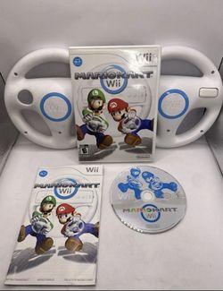 Mario Kart Wii Bundle + 2 Wheels Tested Authentic Mk Game Night! Nintendo Wii